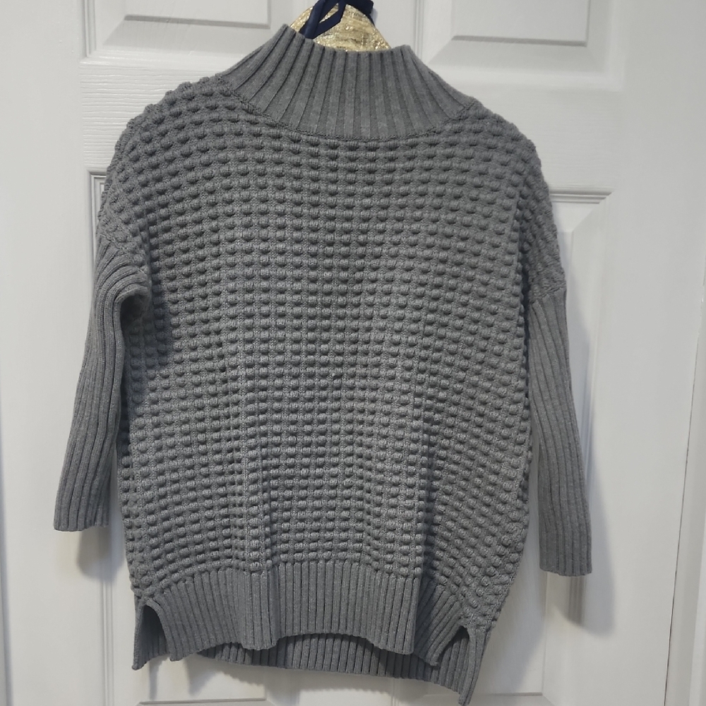 French Connection Textured Popcorn Gray Turtleneck Sweater XS